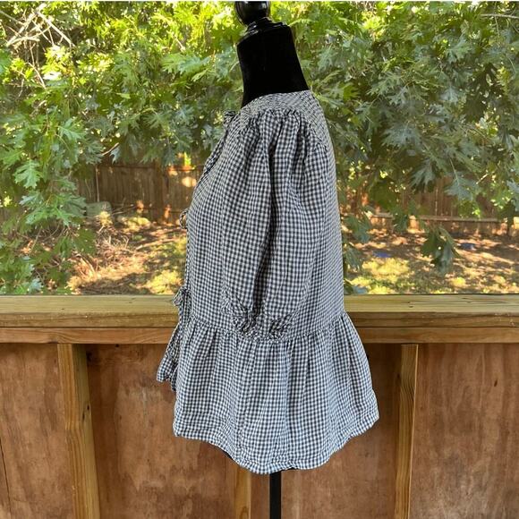 Wilfred Aritzia Violette 100% Linen Blouse Grey And White Check Size M - Picture 3 of 10